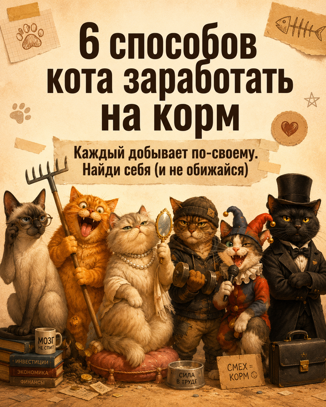 What kind of cat are you today? There are 6 ways to earn food—and it seems you've already found your cat. - cat, Memes, Carousel, A life, Thoughts, Absurd