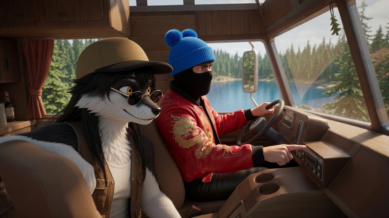 Furry art by Wolfmks #3859 for The Hangover in the RV - My, Neural Network Content, Furry, Longpost
