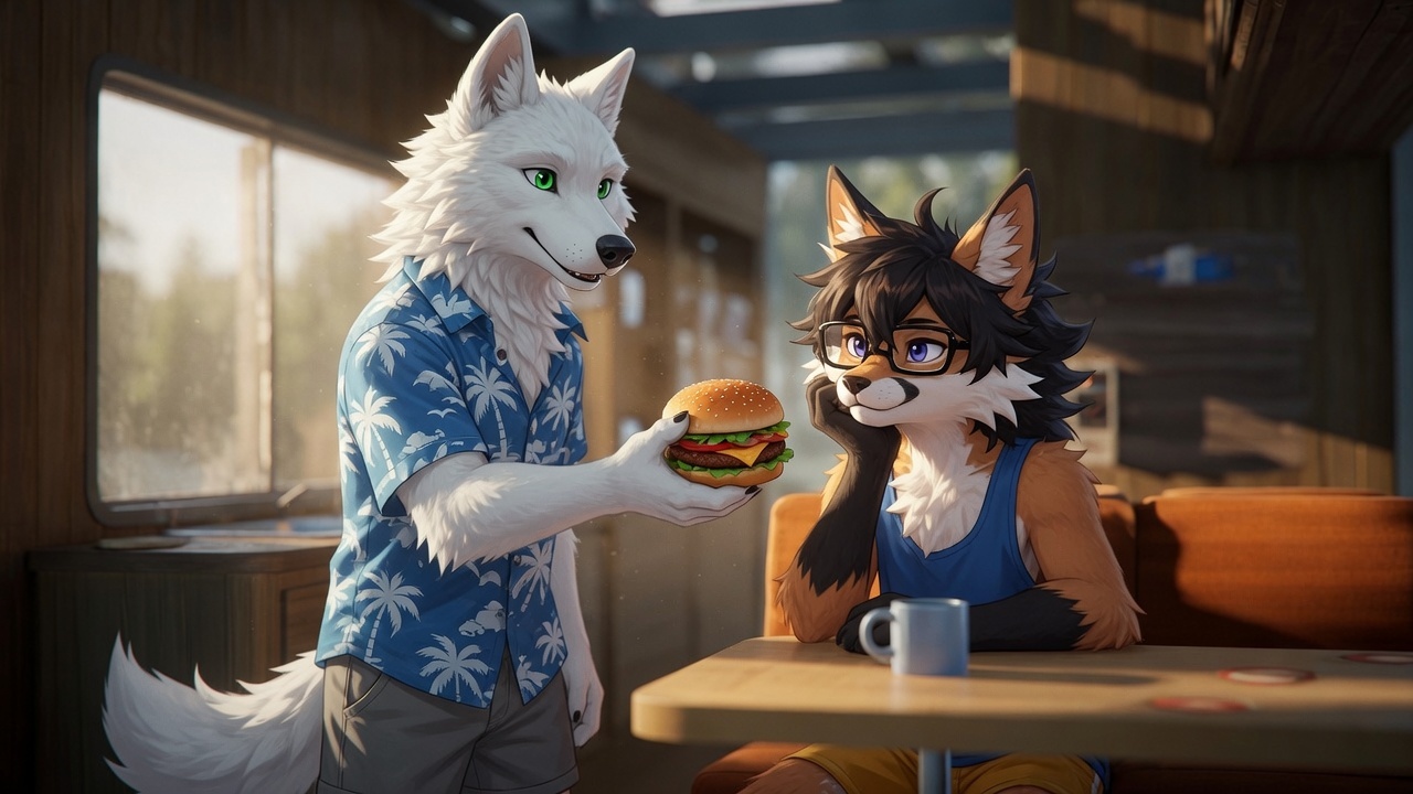 Furry art by Wolfmks #3859 for The Hangover in the RV - My, Neural Network Content, Furry, Longpost
