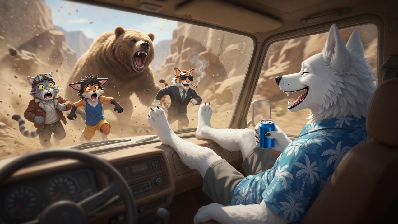 Furry art by Wolfmks #3859 for The Hangover in the RV - My, Neural Network Content, Furry, Longpost