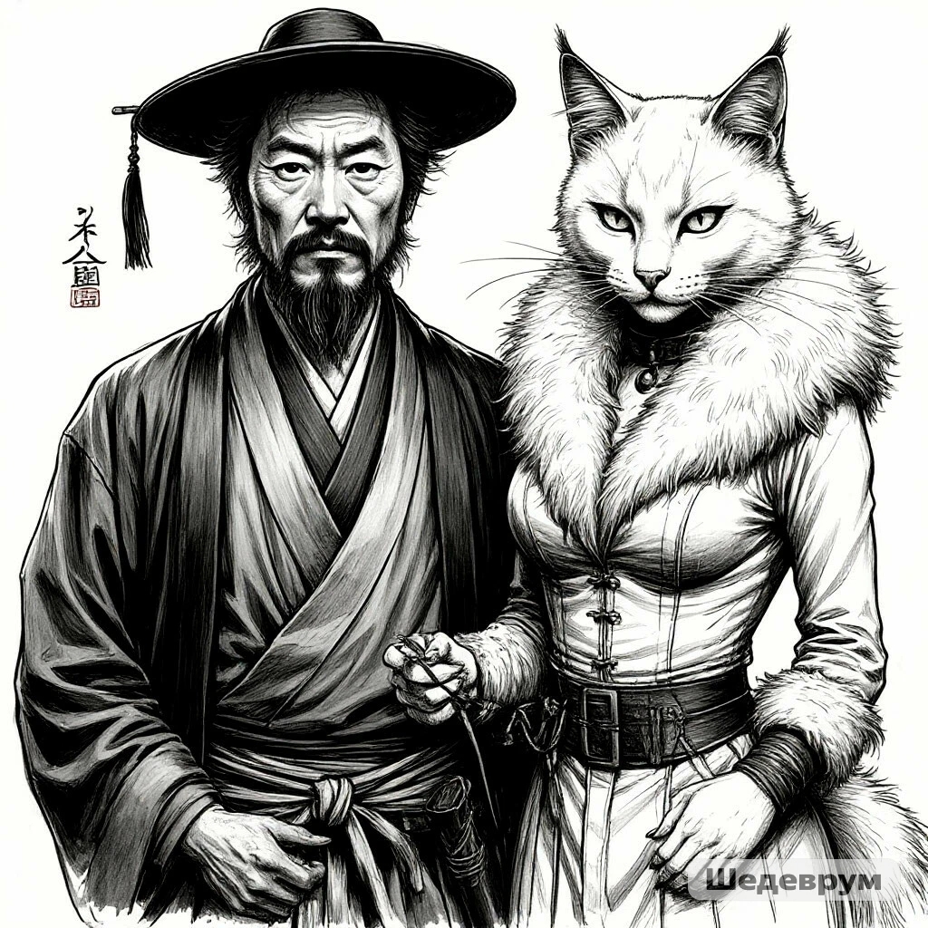 Continuation of the post Basho and Kisho - My, Neural Network Content, Neural Networks, Furry, Furry feline, Furry cat, Neural network art, Reply to post, Longpost
