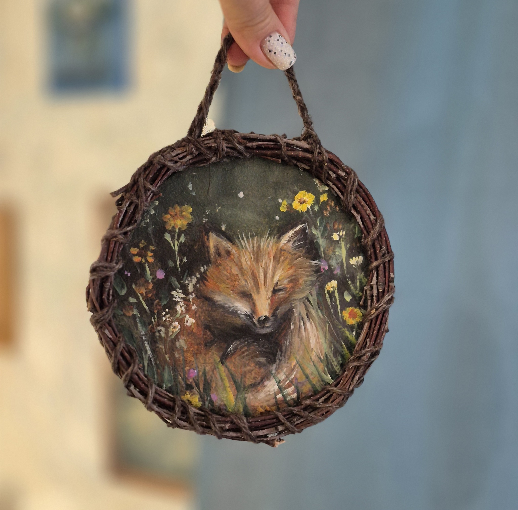 The fox cub is just tired and sleeping. - My, Painting, Author's painting, Artist, Decor, Painting, Oil painting, Fox, Animalistics