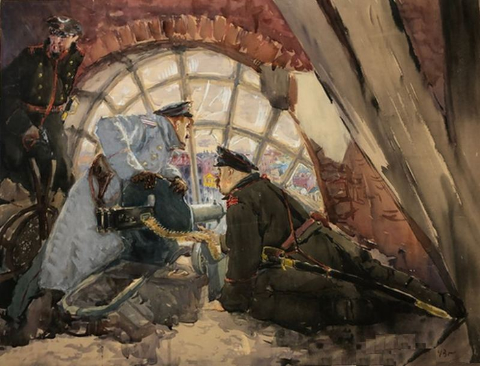 Евгений Ильин (1904–1982). «Полицейская засада». Февраль 1917 года. 1943.
