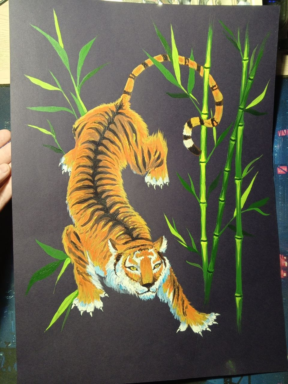 Tiger drawing with acrylic paints - Art, Drawing, Art, Tiger, Acrylic, Painting, Longpost