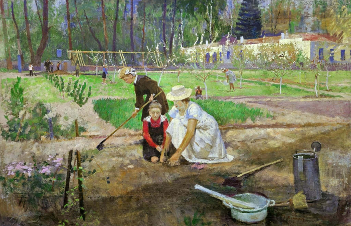 Волошин Георгий Сергеевич (05.05.1925, Екатеринослав - 06.02.2014, Киев). «На школьном участке». 1957 год.