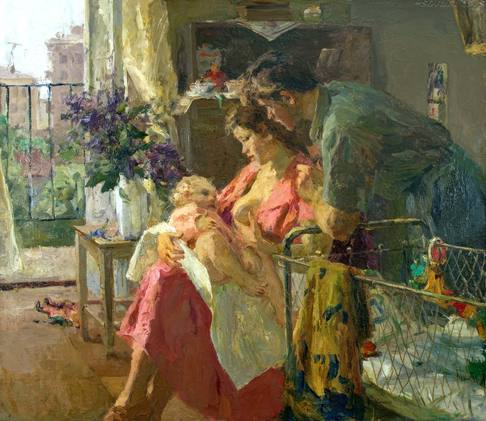 Васин Владимир Алексеевич (18.10.1918, Москва - 2006, там же). «Семья». 1956 г.