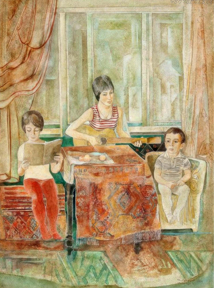 Саакян Амбарцум Гургенович (р. 08.06.1935, Ереван). «Мои дети». Из серии «Мой современник». 1984 год.