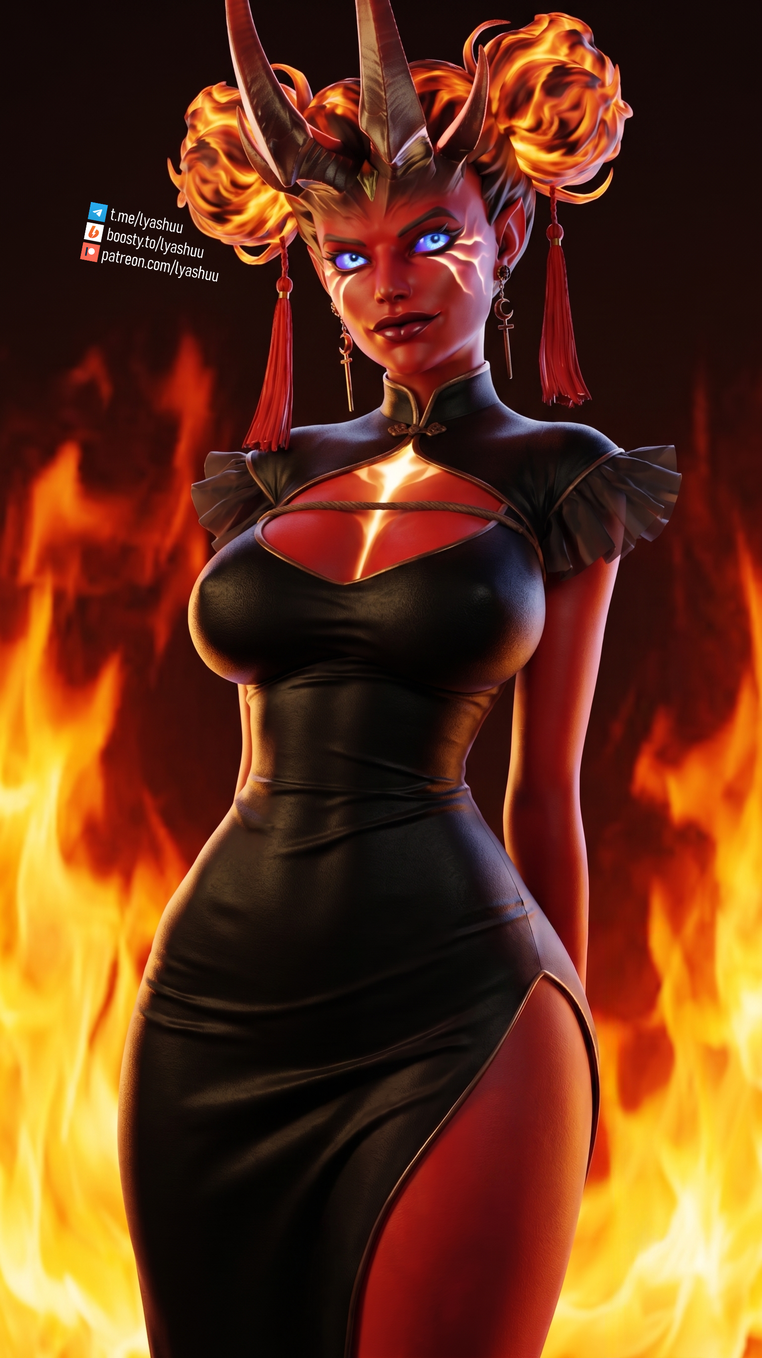 Kvopa | Dota 2 - My, Queen of pain, Dota, Dota 2, Valve, Art, Game art, 3D, The dress, Boobs, Lyashu, Computer graphics