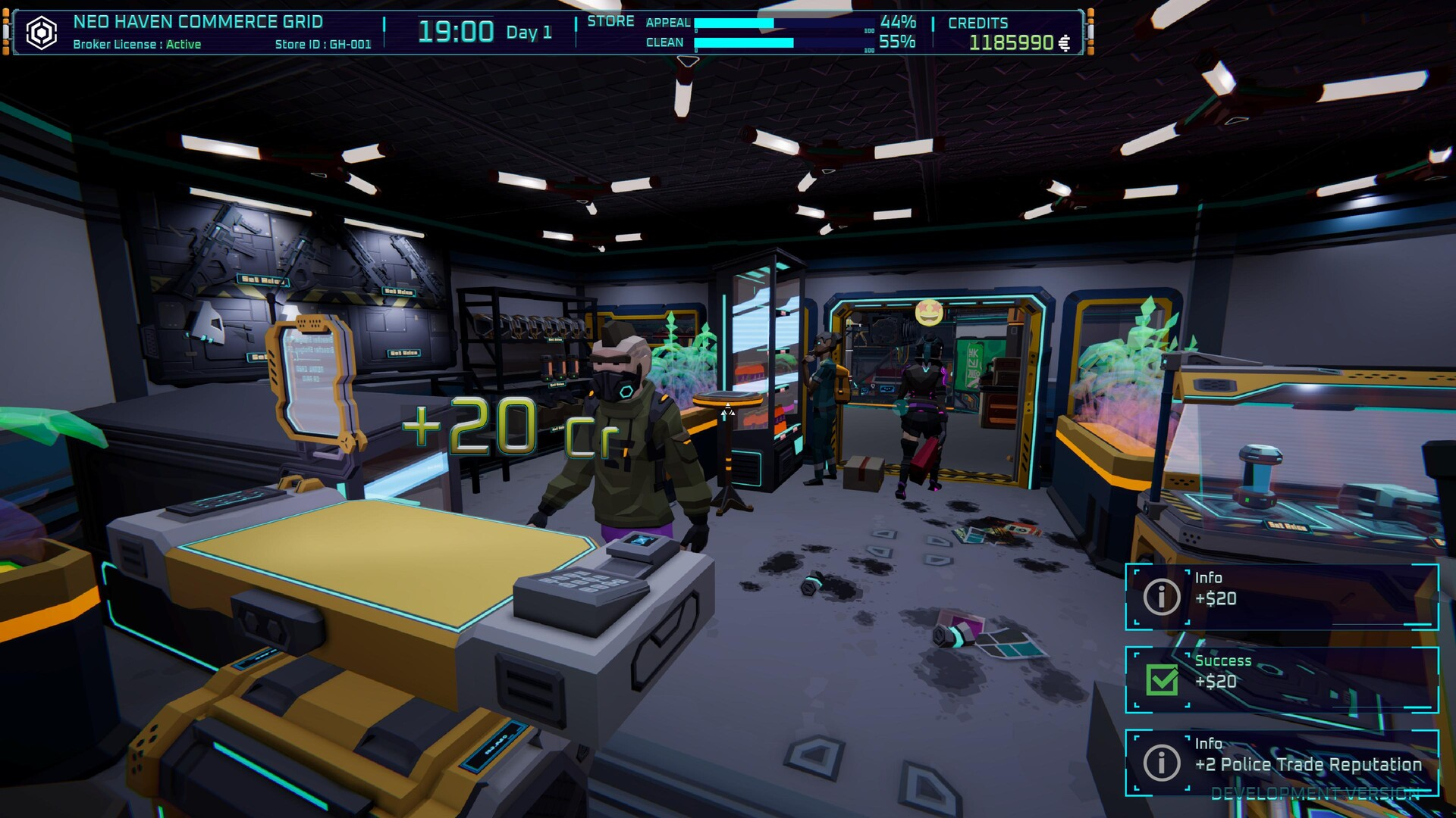 Ghost Receipt, a cyberpunk game about a store and pawn shop, is preparing for its first playtest. - My, Steam, Games, Cyberpunk, Score, Simulator, Pawnshop