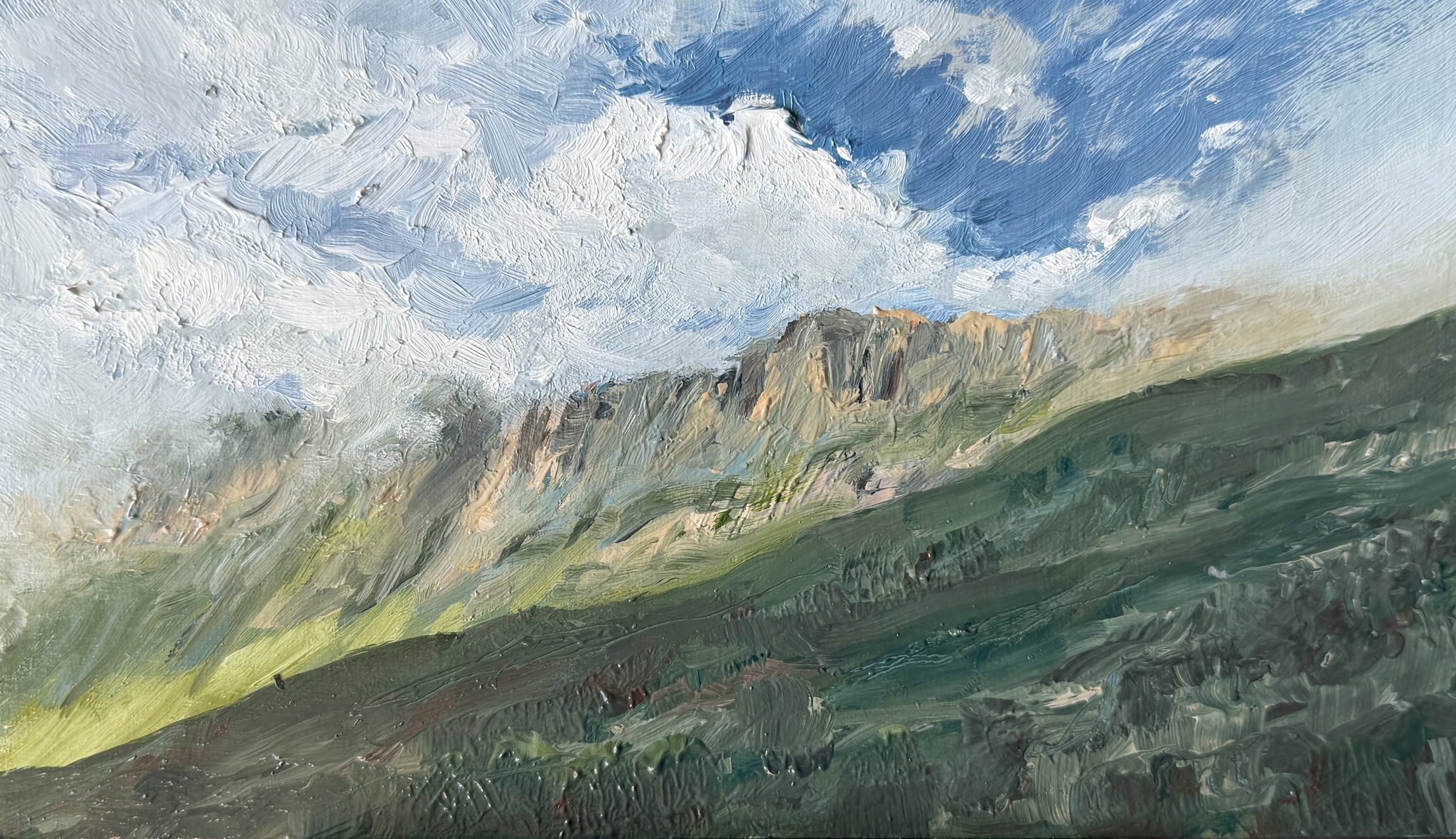 stairway to Heaven - Series Butter, My, Etude, Landscape, The mountains, Sky, The rocks, Painting, Oil painting, Butter, Clouds, cat, Longpost
