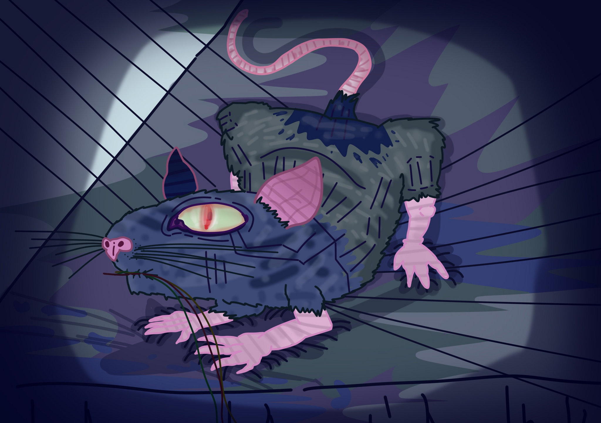 Rat - Series Xemns arts, My, Rat, Art, Red eyes, Digital drawing