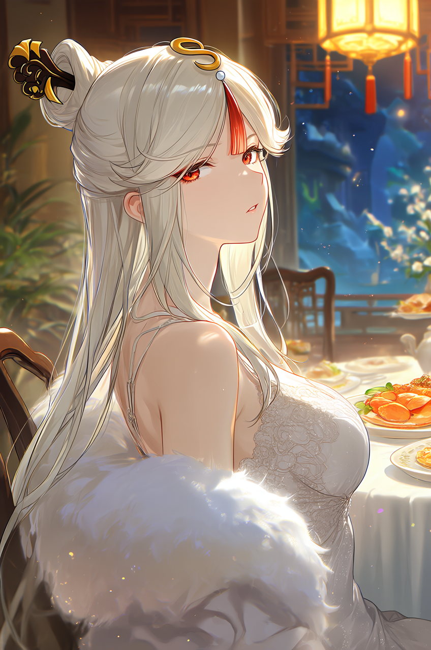 Good night with Ning Guang - Neural Network Content, Genshin impact, Anime art, Pixiv, Anime, Neural network art, Ningguang, Longpost
