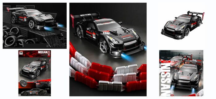 Радиоуправляемая машинка Nissan GTR R35 дрифт, полный привод, 30 км/ч - чёрная