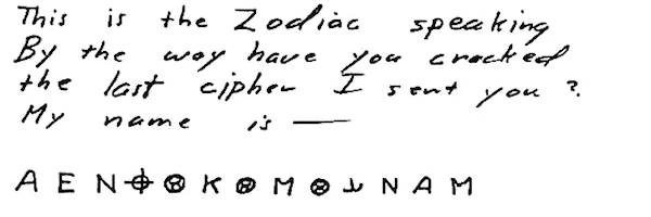 Фрагмент шифра Зодиака Z13