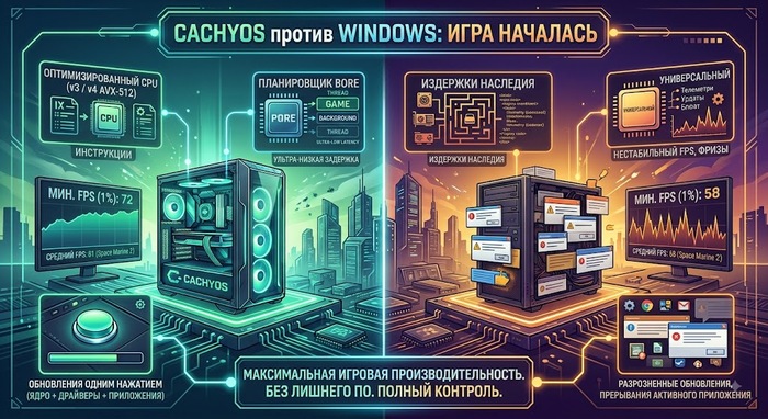 Почему CachyOS обходит Windows в играх: Полный технический разбор и факты