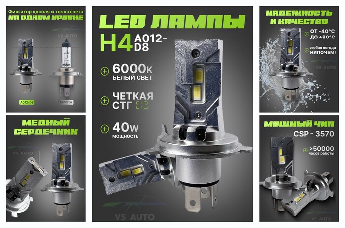 ������������ ��� ����� H4 A012-D8 40W 6500K