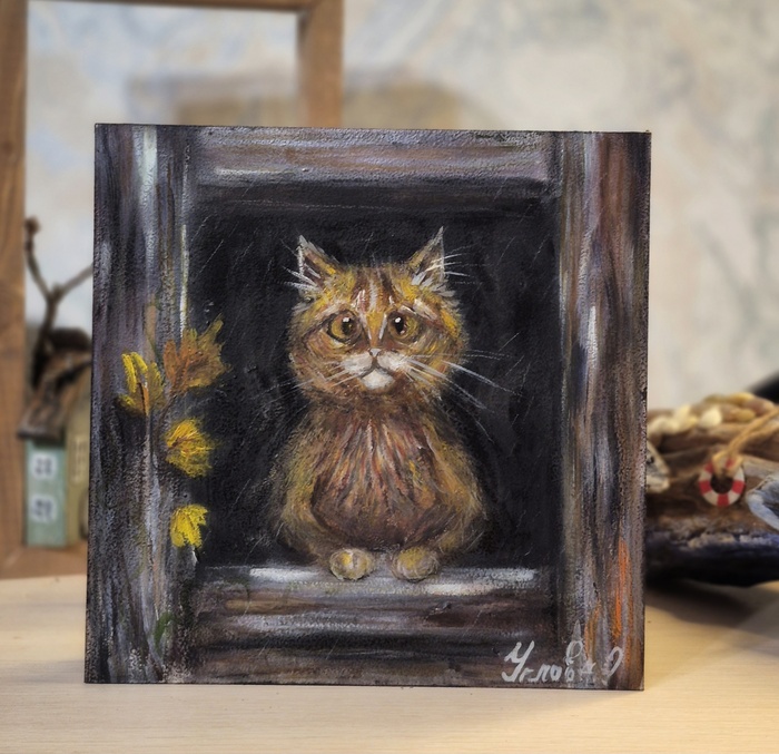 Артборд МДФ 20×20. Акрил, уголь, пастель и художественный лак.