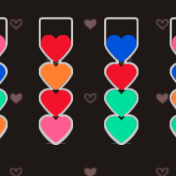 Сердечки - это расслабляющая и увлекательная игра головоломка, в которой вы пытаетесь отсортировать цветную воду в колбочках до тех пор, пока все колбы не будут отсортированы по одному цвету.