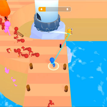 Яркий раннер, где вам нужно сбивать толпы врагов, раскручиваю своего персонажа.  