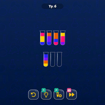 Сортируй по цветам воду в пробирках