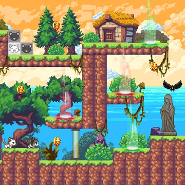 Логическая игра для детей о двух милых кошках, где головоломки основаны на взаимодействии персонажей и помощи друг другу.