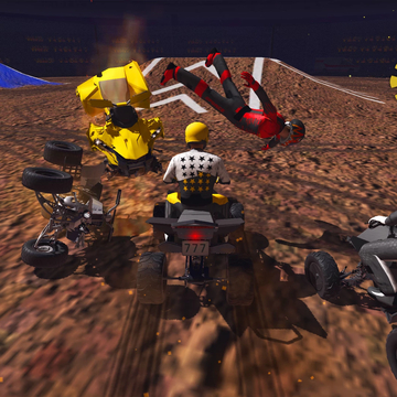 Квадрик в 2 раза лучше байка
Добро пожаловать на шоу каскадеров. Здесь вы можете оседлать различные модели квадроциклов и исполнять самые невероятные трюки.