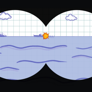 Классическая настольная игра «Морской Бой классический» - стилизация как на бумаге (в школьной тетради в клетку).