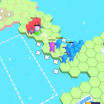 Битва Красных и Синих на гексах! Стройте, добывайте ресурсы, соберите армию и сражайтесь в бою!
Покупайте защитные башни, нанимайте помощников, рубите лес и сражайтесь с отрядами из Красных Стикменов. Захвати вражеские базы! Собери отряд! Толпа на толпу!