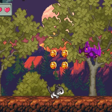 Милая игра про кошку, которая путешествует по самым разным местам "кошачьего" королевства и спасает котят, попавших в ловушки.