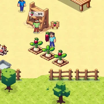 Помогите Нубику в Minecraft построить свой магазин! Обслуживайте своих покупателей, добавляйте новые товары и создайте лучший магазин в блочном мире!