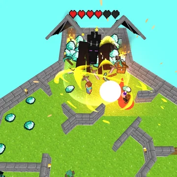 Прятки в майнкрафт - постройте стену из разбросанных по уровню блоков, защитись от наступающей толпы зомби! Не позволь сопернику уничтожить стену!