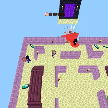 Прятки в майнкрафт - постройте стену из разбросанных по уровню блоков, защитись от наступающей толпы зомби! Не позволь сопернику уничтожить стену!