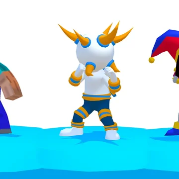 Пройди всю Боевую лестницу, скидывая других игроков и избегая ловушек. Открой скины от простых стикменов до Помни из цифрового цирка и Нубика.