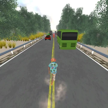 Динамичный раннер, где нужно обгонять машины, собирать бонусы и бежать как можно дальше.