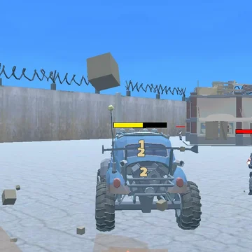 Интенсивные бои в постапокалиптическом мире. Бери пушку, садись в тачку и в бой.