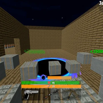 Стань чёрной дырой и ограбь банк! Уничтожай банкоматы, всасывай деньги, искажай пространство — абсурдный экшен с пиксельной графикой и стрельбой.