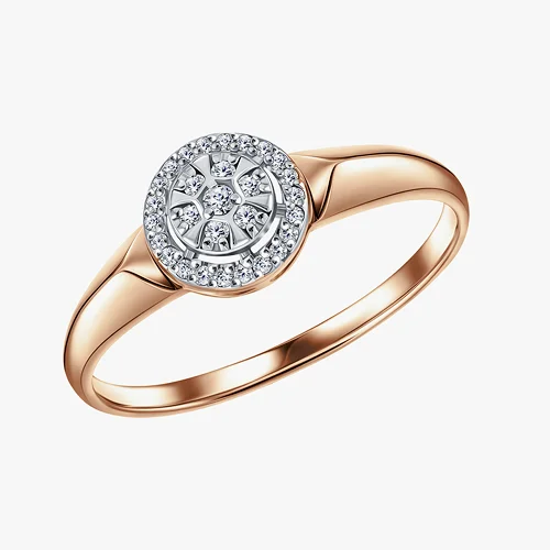 Золотое кольцо с бриллиантами природными