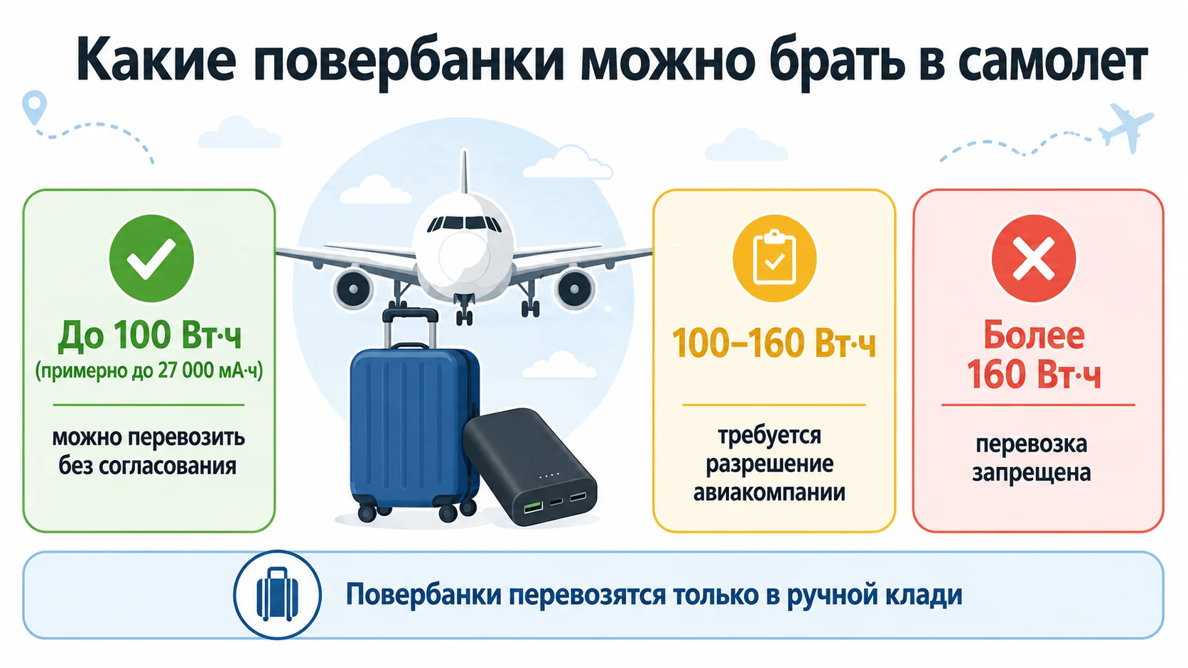 Можно ли брать повербанк в самолет
